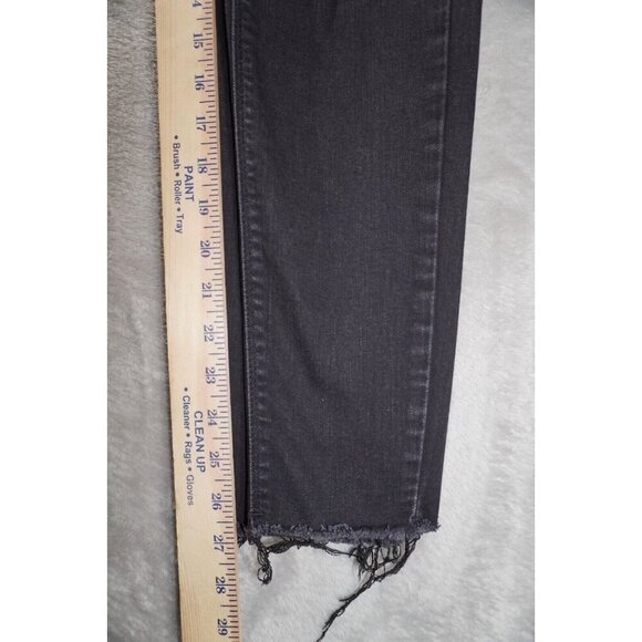 Zara Womens Jeans 8 Lead Grey Skinny Slim Ripped Distressed High Rise Raw Hem - Picture 8 of 10